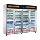 Μπροστινό και πίσω μέρος ανοικτό ψυγείο επίδειξης πιό δροσερών, μη αλκοολούχων ποτών ποτών πορτών γυαλιού, κρύο ψυγείο ποτών ψιλικατζίδικου
