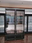 2 η πόρτα γυαλιού πίνει την περίπτωση επίδειξης ψυγείων ποτών, εμπορικό ψυγείο πορτών υπεραγορών διπλό