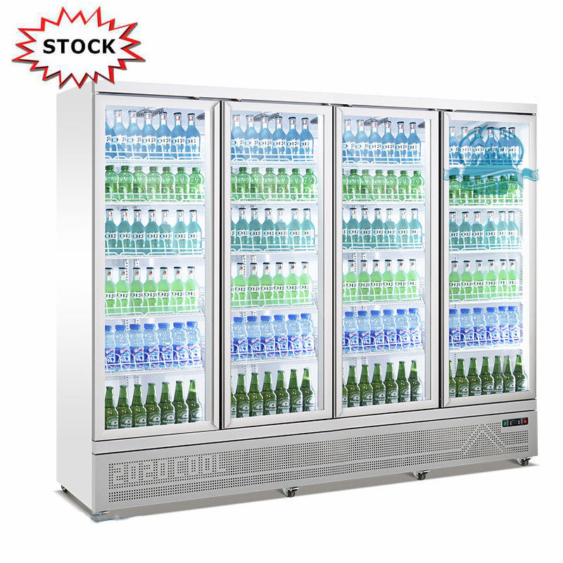 Υπεραγορά 4 όρθιο δοχείο ψύξης επίδειξης πορτών γυαλιού προθηκών R290 ψυγείων πορτών για το ποτό