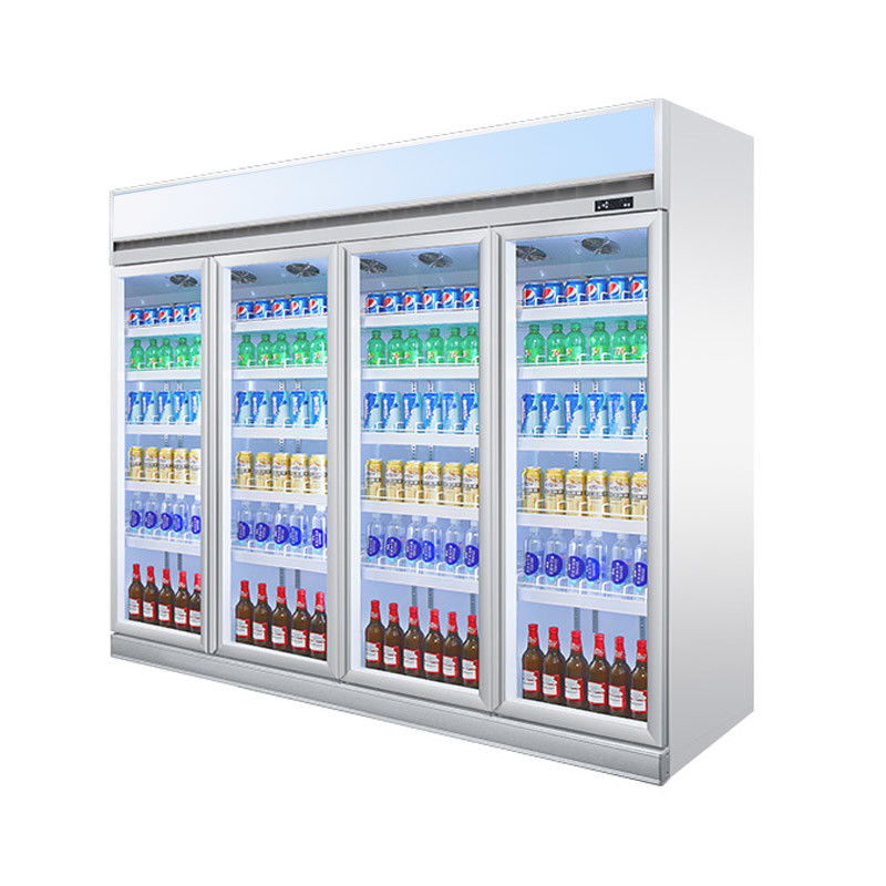 Εμπορικό δοχείο ψύξης πορτών γυαλιού ψυγείων επίδειξης ποτών 4 πορτών όρθιο
