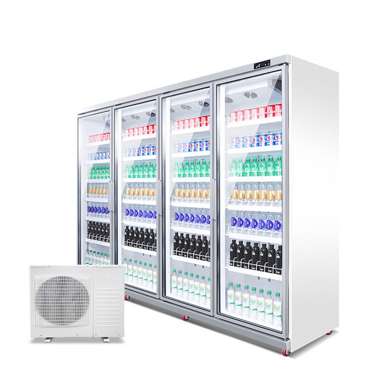 Με το μακρινό πιό ψυχρό ψυγείο ποτών υπεραγορών προθηκών επίδειξης πορτών γυαλιού συστημάτων κάθετο