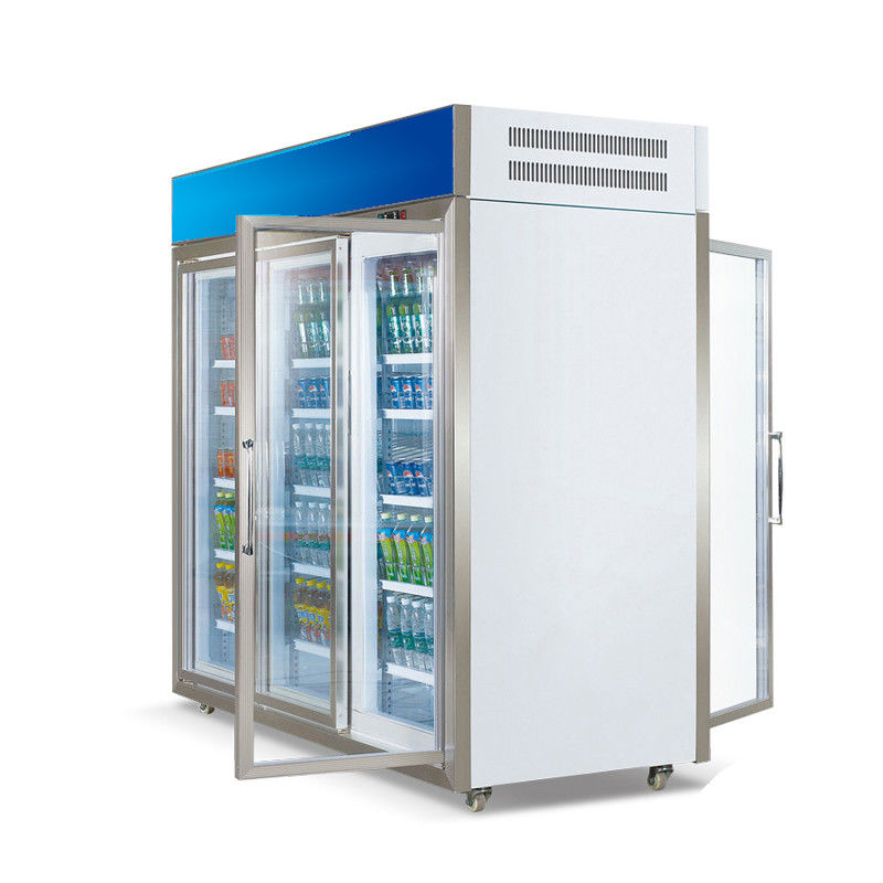 Εμπορικό μπροστινό και πίσω μέρος ανοικτό ύφους ψυγείο πορτών γυαλιού ψυγείων ποτών αερόψυξης κρύο, ποτό ψιλικατζίδικου